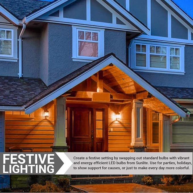 Sunlite 40470 LED A19 Colored Light Bulb, 3 Watts (25w Equivalent), E26 Medium Base, Non-Dimmable, UL Listed, Party Decoration, Holiday Lighting, 6 Count, Orange