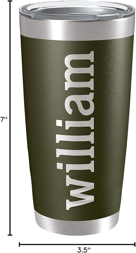 Personalized Tumblers, Stainless Steel 20 oz Tumbler w/Lid |13 Different Designs| Personalized Cups Double Walled Insulated Coffee Cup for Travel, Work, Gym, Fitness | Hot and Cold Drink Use - Army