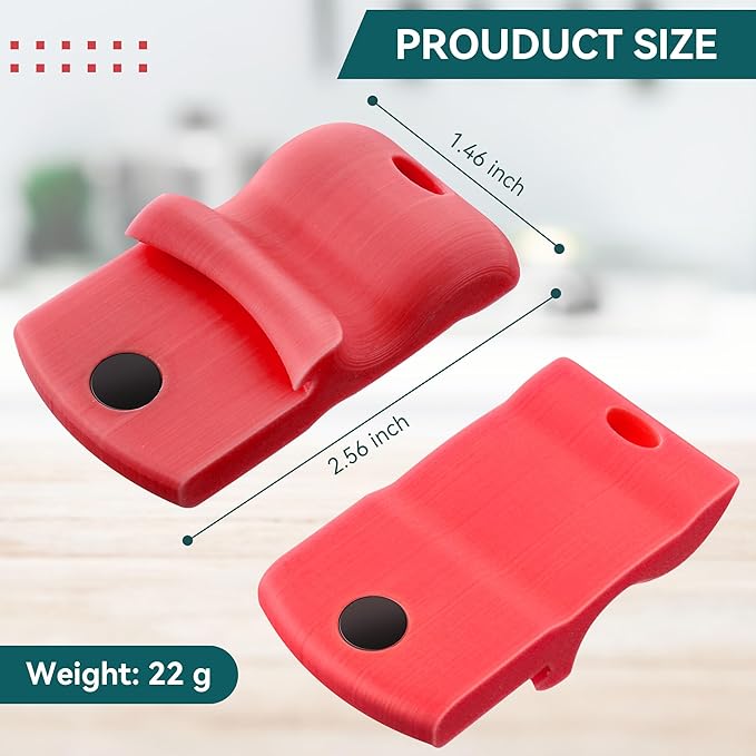 2 Pack Canning Jar Opener with Magnets, Mason Jar Opener For Canning Lids, for Regular and Wide Mouth Lids, Powerful Magnet for Easy Refrigerator Storage, Releases Vacuum Seal(Red)