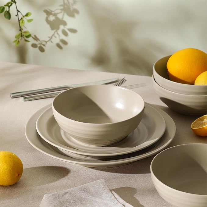 Stone Lain Orbit 24-Piece Dinnerware Set Stoneware, Beige
