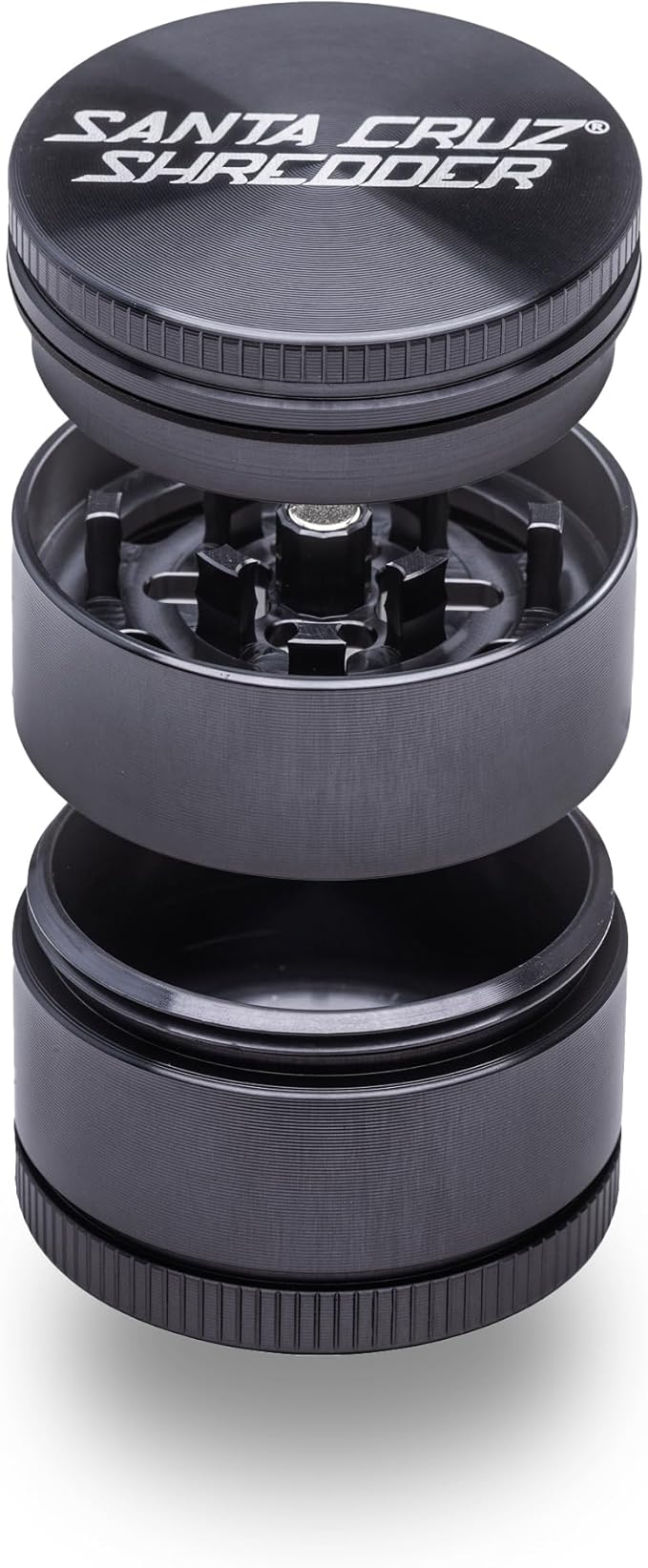 Santa Cruz Shredder Metal Herb Grinder Knurled Top for Stronger Grip 3 Piece Small 1.7" (Grey)