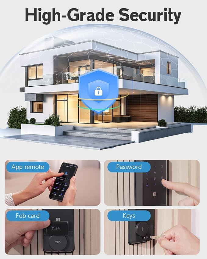Keyless Entry Door Lock, Fingerprint Smart Lock with Apple Home Safety Deadbolt Supports Apple Homekit with Code, Built-in Wi-Fi, App Remote Control, Touchscreen Keypad for Front Door, Bedrooms