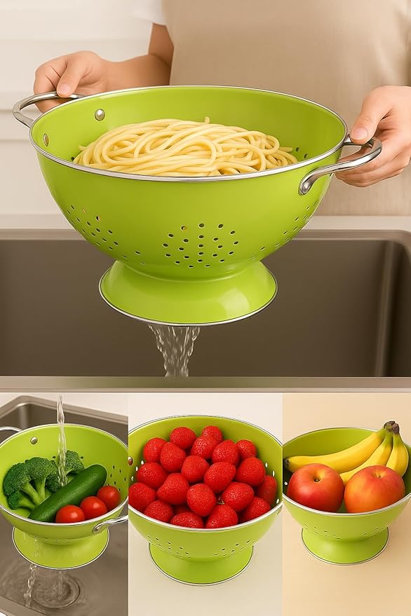 Calypso Basics by Reston Lloyd Powder Coated Enameled Colander, 5 Quart, Lemon