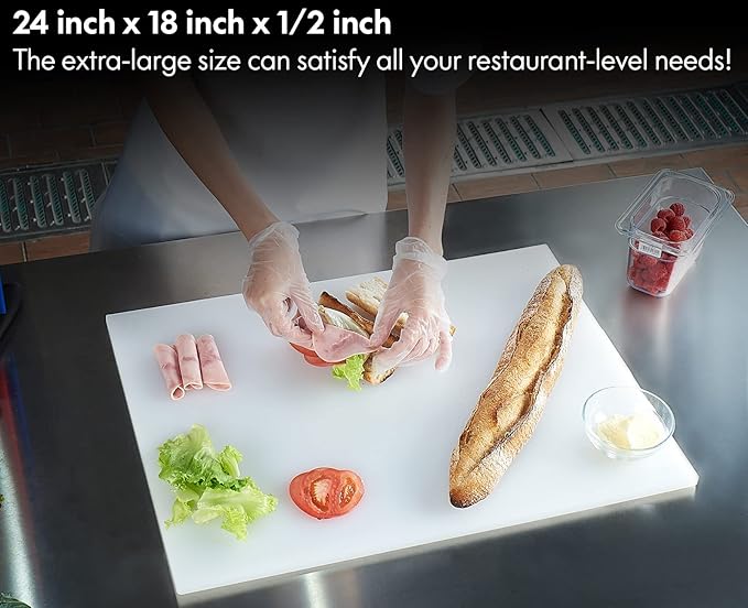CURTA 2-Pack Red Cutting Boards for Kitchen, 24" x 18" x 0.5" Color Coded Plastic Chopping Board with Anti Slip Surface Dishwasher Safe