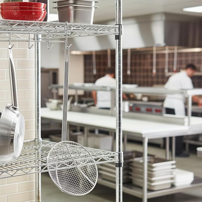 TrueCraftware- 8-Inch Round Wire Skimmer 13" Handle Length Nickel Plated- Kitchen Utensil Food Strainer Skimmer Spoon for Cooking Sieve Sifters Rice Quinoa Pasta Fruits Vegetables etc.