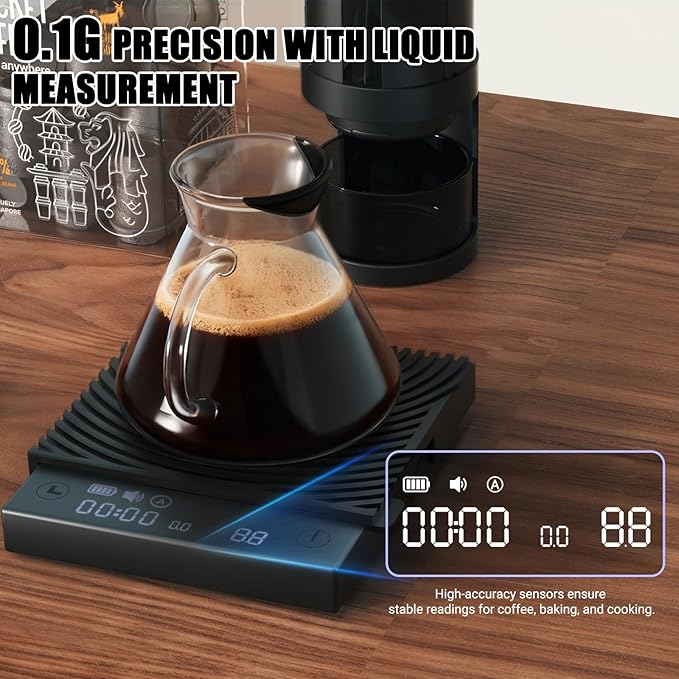TIMEMORE Basic Mini Coffee Scale, Multifunction Electronic Espresso Scale, Weigh Digital Drip Cone Scale with Timer, Ultra Thin and LightMini Digital Food Kitchen Scale for Baking, Cooking - White