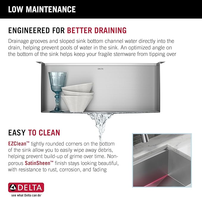 DELTA FAUCET Rivet 23-inch Workstation Kitchen Sink Undermount 16 Gauge Stainless Steel Single Bowl with WorkFlow Ledge and Kit of 5 Accessories, 95B9031-23S-SS