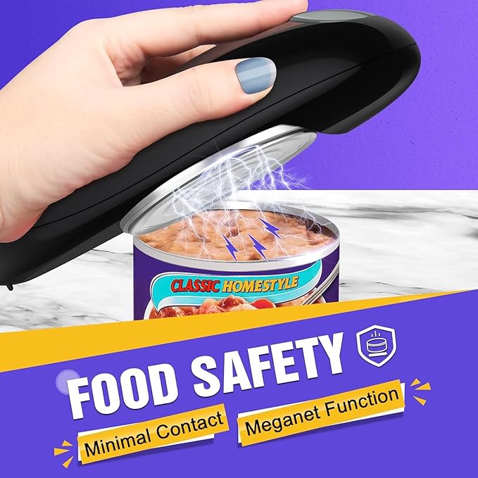 One Touch Battery Operated Electric Can Opener Fits Almost Size Can With Smooth Edge, Hands Free Electric Can Openers for Kitchen, Kitchen Gadgets Automatic Can Opener for Seniors, Arthritis