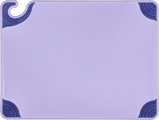 San Jamar Saf-T-Grip Cutting Board for Restaurants, Saf-T-Zone Cutting Board, 15" X 20", Purple