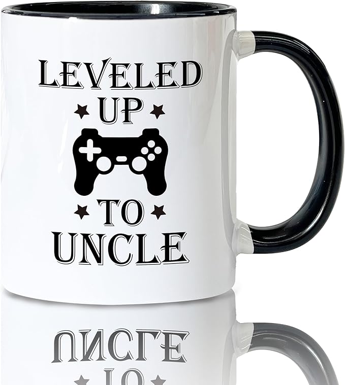 Promoted to Uncle Coffee Mugs, Uncles Tea Cup Gifts for Father's Day Birthday, Funny Leveled Up to Uncle Ceramic Coffee Tea Mug 11oz