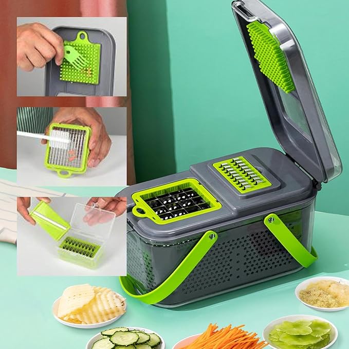 Vegetable Chopper,22-in-1 Multi-Function Food Chopper,Professional Onion Chopper with 13 Blades,Kitchen-Food Chopper with Container for Tomato,Potato,Fruits -Easy Clean & Storage (13 Blade)