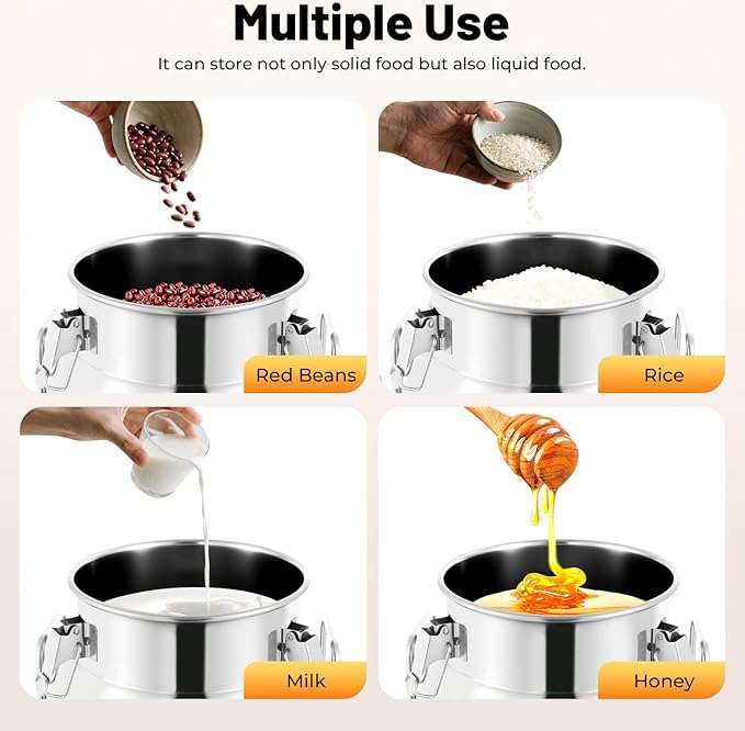 Milk Can Stainless Steel Containers with Lids Old Fashion Milk Jug Metal Bucket with Practical Handles, Sealed Bucket for Milk Water Wine Honey Oil Rice Tea Beans Grains (20L/5.28Gal)