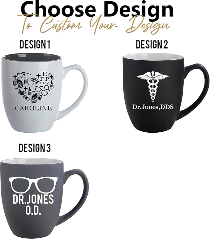 Custom Engraved Coffee Mug - Personalized Gifts for Eye Doctors, Graduation Gift for Dental Student, Birthday Appreciation Gift for Best Ophthalmologist (Mug, Eye Doctor)