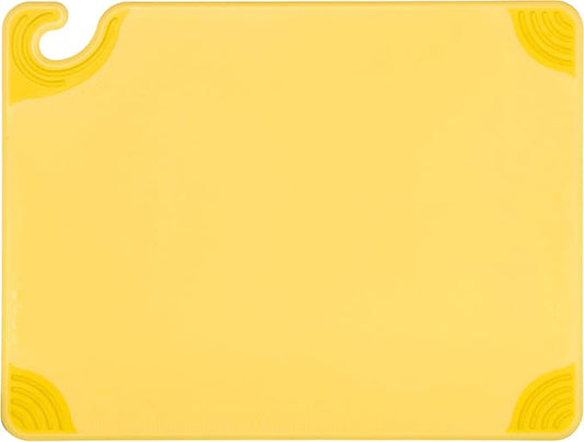 San Jamar Saf-T-Grip Plastic Cutting Board with Safety Hook, 15" x 20" x 0.5", Yellow