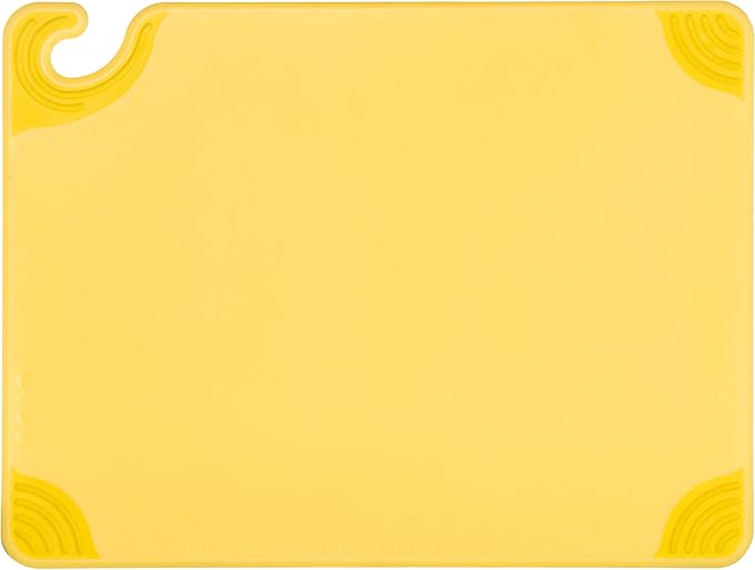 San Jamar Saf-T-Grip Plastic Cutting Board with Safety Hook, 15" x 20" x 0.5", Yellow, (Pack of 6)