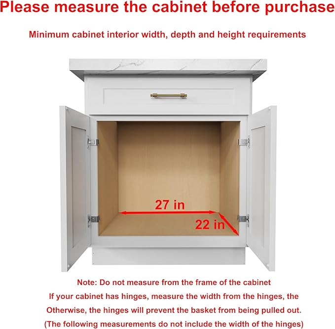 Wood Pull Out Cabinet Organizer 2 Tie 26" W x 21" D, Heavy-Duty Sliding Drawers for Inside Cabinets Storage and Organization for Kitchen, Pantry, Bathroom