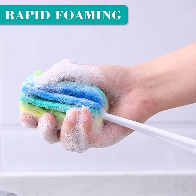 Bottle Brush with Straw 4PCS Sponge Cleaning Long Handle Scouring Pad Scrub for Kitchen Clean Baby Bottle Glasses Mugs Cups (1PCS+Straw Brush 4PCS)