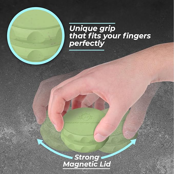 2.5" Spice Grinder 2-Piece, Strong Grip By Kozo. (Green)