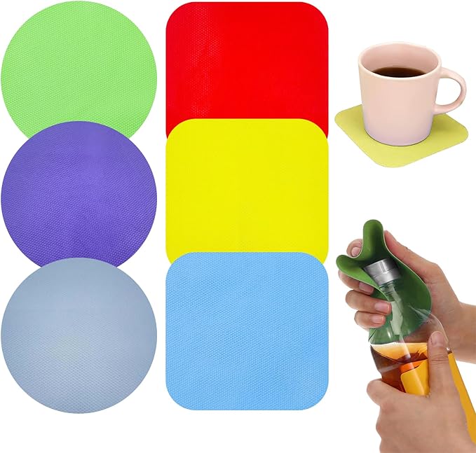 Non-Slip Rubber Jar Opener Pad - Easy Grip Kitchen Tool for Opening Lids, Cans & Bottles - Ideal for Arthritis & Weak Hands 6pcs