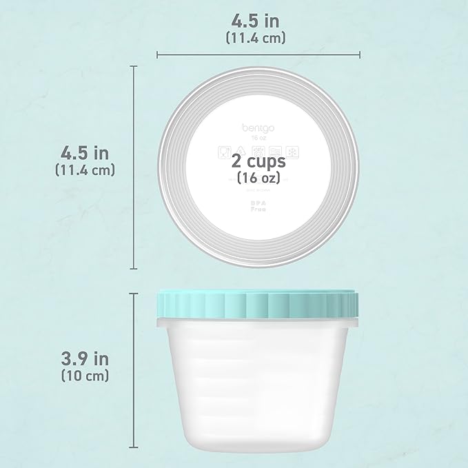 Bentgo Prep - 20 Piece 16 fl oz Leak-Proof Deli Containers with Lids, Food Storage for Meal Prep, Twist-Top, Reusable, PFAS & BPA-Free, Stackable, Microwave, Freezer, & Dishwasher Safe (Sea Blue)