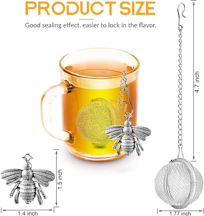 Handmade Honey Bee Tea Infuser - Strainer for Loose Leaf Tea & Spices
