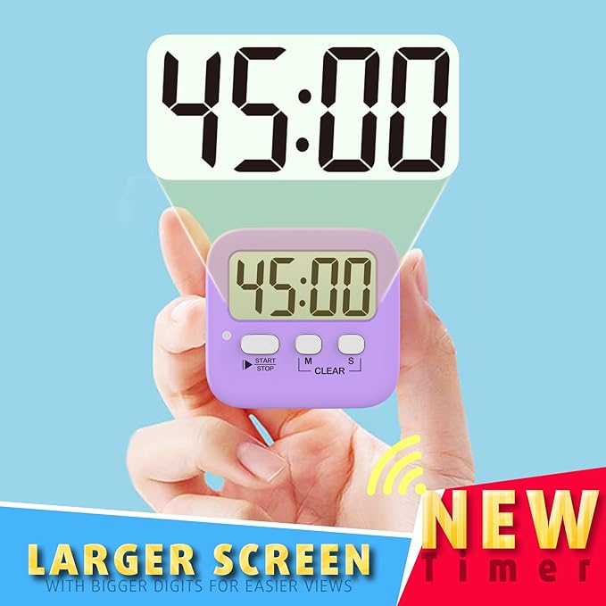 Antonki 2 Pack Digital Timer for Kids, Magnetic Countdown Kitchen Timers for Cooking, Egg, Classroom, Teacher, Exercise, Study, Oven - Battery Included