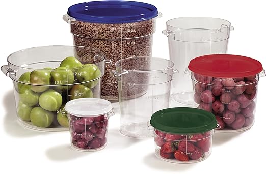 Carlisle FoodService Products Storplus Round Food Storage Container with Stackable Design for Catering, Buffets, Restaurants, Polycarbonate (Pc), 2 Quart, Clear