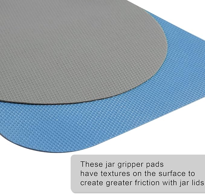 4pcs Jar Opener Gripper Pads, Rubber Jar Grippers Multi-function Jar Opener for Seniors with Weak Hands Kitchen Coasters (Blue, Gray)
