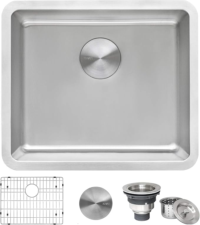 Ruvati 20-inch Undermount Bar Prep Kitchen Sink - 16 Gauge Stainless Steel Kitchen Sink Single Bowl with Brushed Finish hides scratches, Easy-to-Clean Undermount Sinks - RVM5020