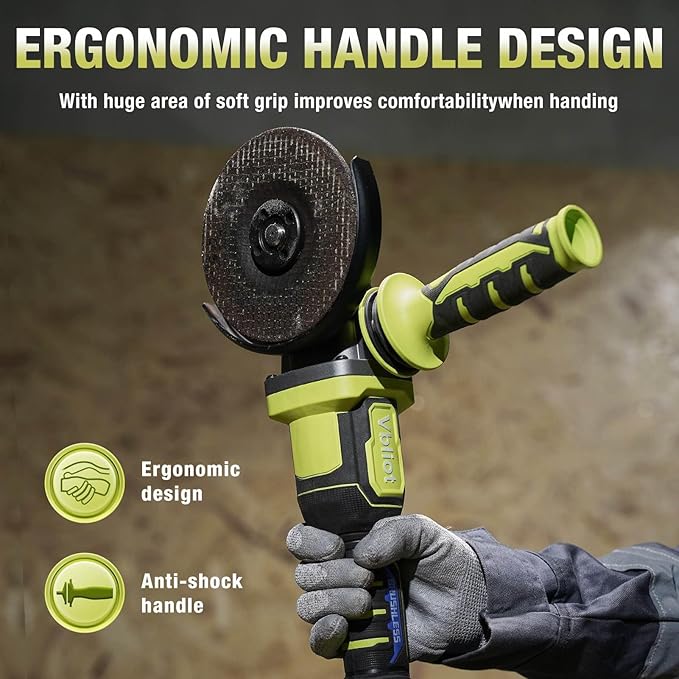 Cordless Angle Grinder 24V, Brushless Power Grinder Tool with 5Ah Battery & 3A Fast Charger, Power Electric Grinders for Cutting Grinding Polishing(AG2402)
