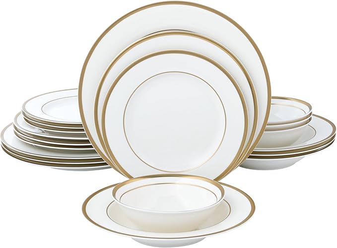 Joseph Sedgh Collection “Gail White” 20-Piece Bone China Dinnerware Set, Service for 4, White