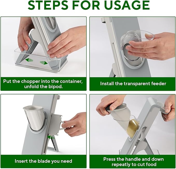 Eletronova Safe Mandoline Slicer for Kitchen, Vegetable Slicer for Kitchen