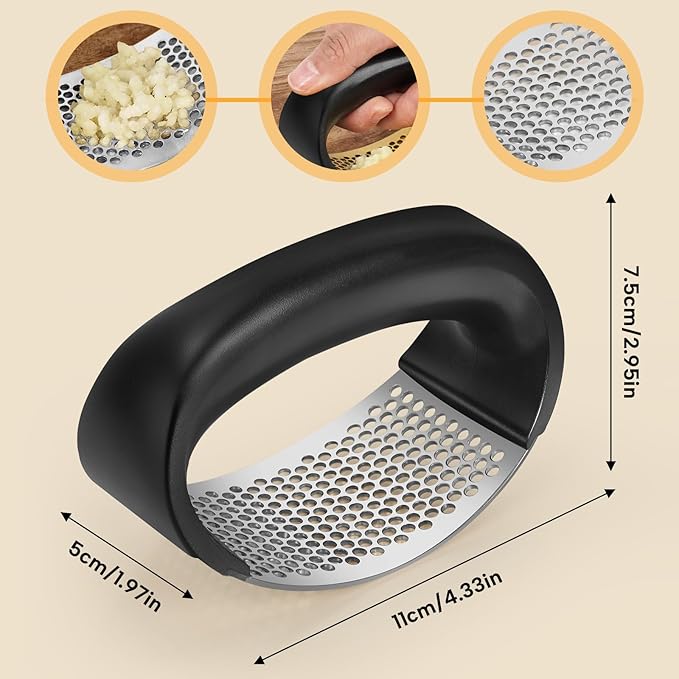 Cook Guy 304 Stainless Steel Garlic Press Rocker - Premium Stainless Steel Garlic Press Rocker –Garlic Mincer with a Comfortable Grip Garlic Grinder