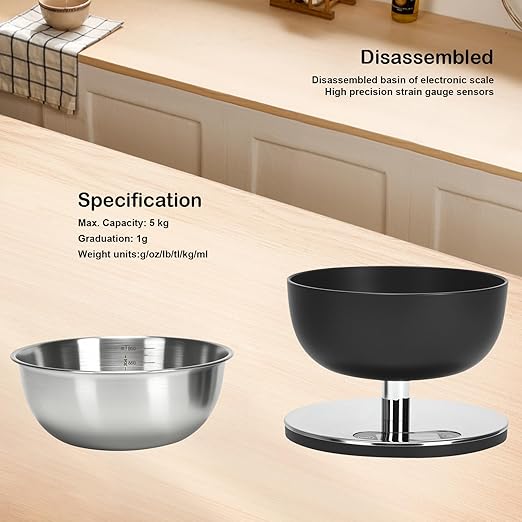 Electronic Kitchen Scale - Precise Digital Scale, Waterproof Stainless Steel, can be Used to accurately weigh Flour, Salt, Cooking and Baking preferences