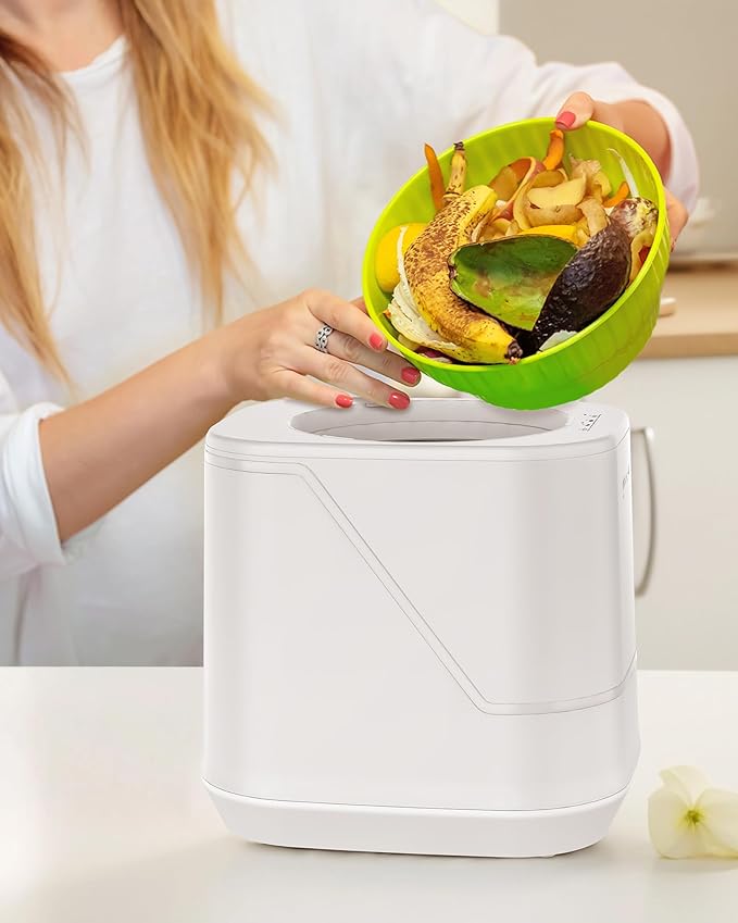 Electric Composter for Kitchen, 4L Countertop Compost Bin, Smart Composter Home Indoor Fertilizer Machine Odorless, Turn Waste to Pre-Compost for Plants