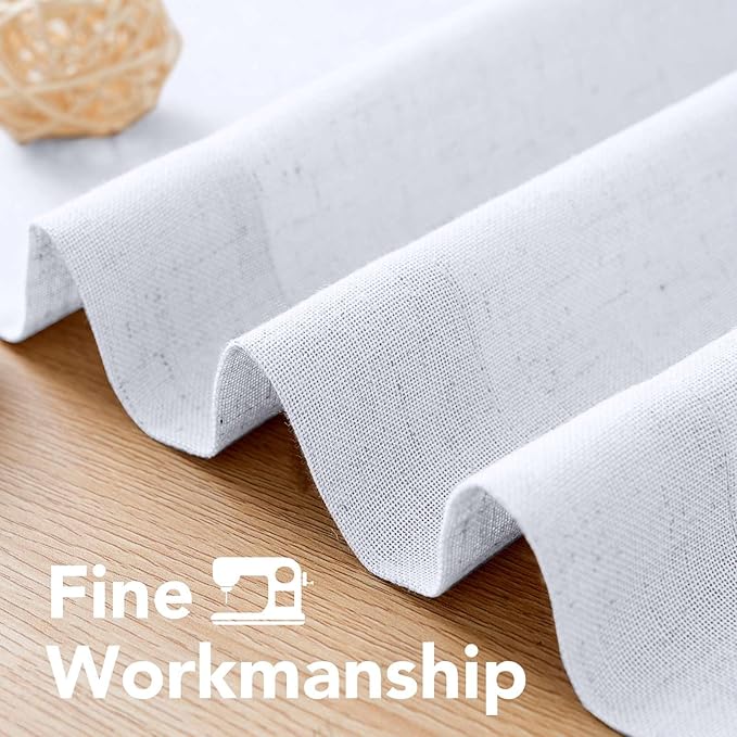 H.VERSAILTEX Elegant Natural Linen Blended Energy Efficient Light Filtering Linen Textured Curtains/Nickel Grommet Window Treatments Panels/Drapes (Set of 2, White, 52"W x 54"L)