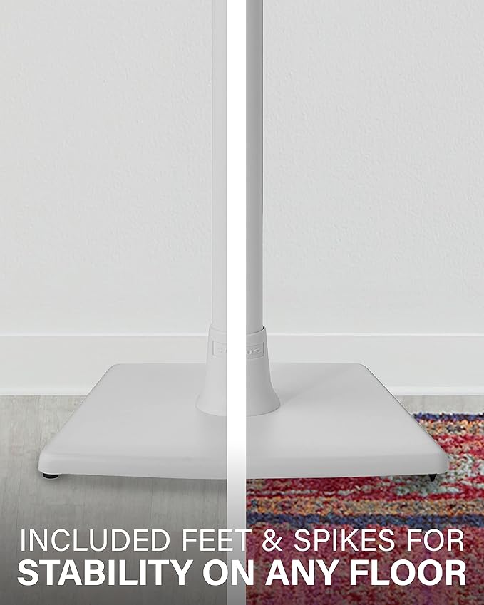 SANUS Speaker Stands Pair for Sonos One, One SL & Play:1 - Premium Fixed Height Speaker Stand w/Built-in Cable Management Channels & Easy 3-Step Install – White, Pair