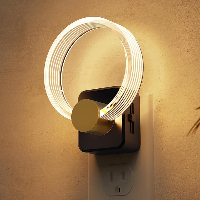 L LOHAS LED Night Lights Plug into Wall, Plug in Night Light with Light Sensor, 3000K Soft White, 0-100LM Brightness Adjustable, Acrylic Nightlight for Bathroom Bedroom Hallway