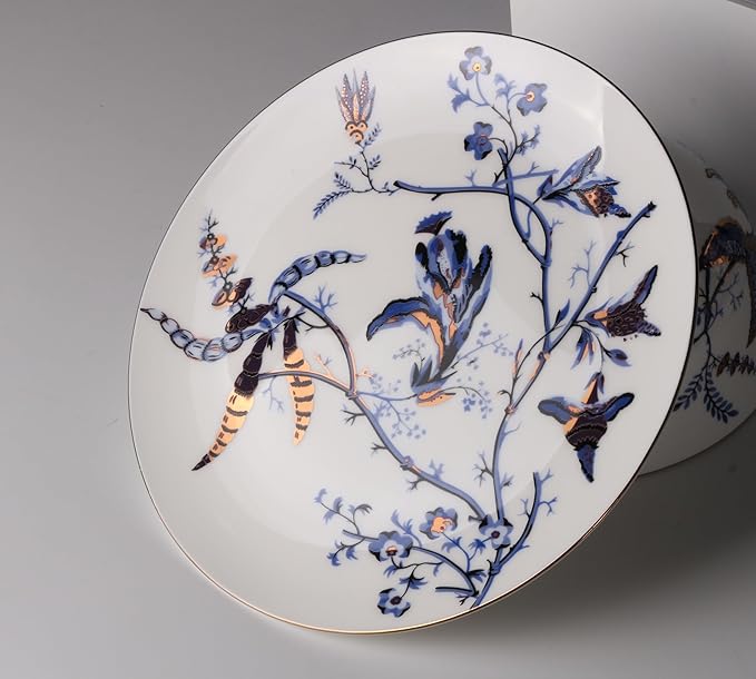 Bulgary Plates and Bowls Sets Dishes Set for 4, Ceramic Plates and Bowls Set, Service for 4, Bone China Dinnerware Set Salad Dessert Plates, and Cereal Bowls Set, Microwave safe by KOKEN