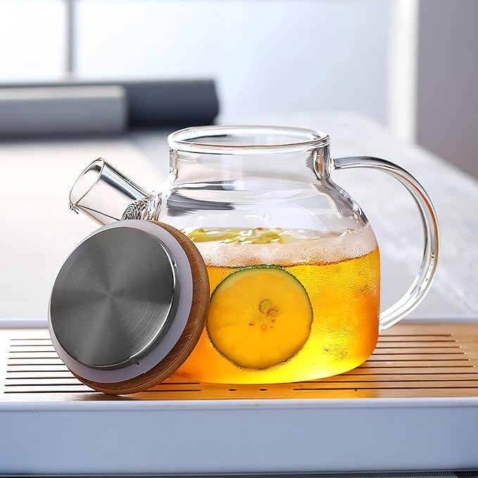 Mini 5-Piece Glass Tea Set Small Teapot with Matching 4 Teacups, 18.6OZ. for Kung Fu Tea, Tasting, Espresso Gift Set