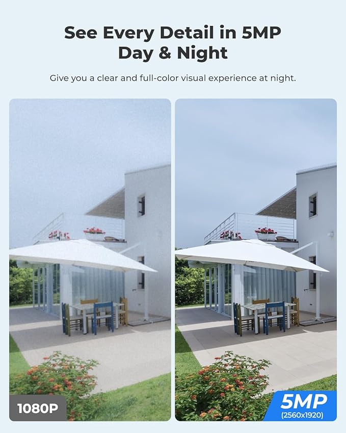 REOLINK Security Camera Wireless Outdoor, Pan Tilt Solar Powered, 5MP 2K+ Color Night Vision, 2.4/5GHz WiFi, Cameras for Home Security, Works with Home Hub, Argus PT + Solar Panel