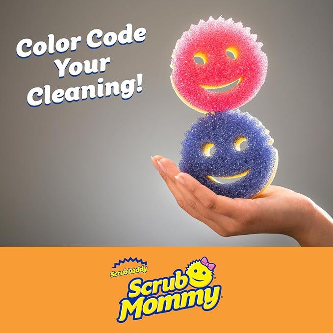 Scrub Daddy Scrub Mommy Kitchen Sponges for Dishes & Wiping Spills - Dual-Sided Dish Scrubber Sponge for Cleaning - Multi-Colored Bulk Pack - Stain & Odor Resistant (9 Count)