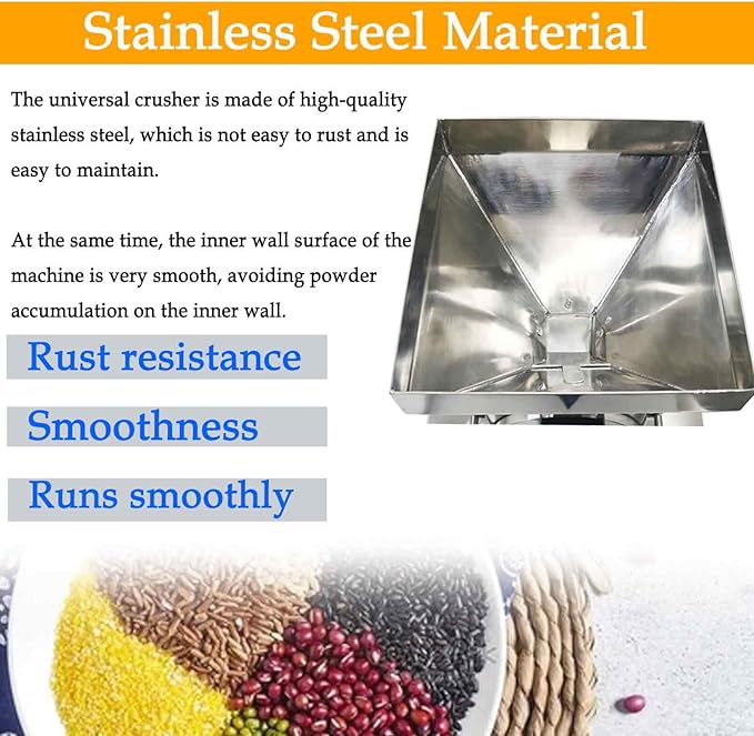110V Commercial Electric Grain Grinder Machine, Stainless Steel 1100W High-Speed Universal Pulverizer with a 10-Mesh Sieve, for Chemical, Food, Soybean, Peanut, Coffee Grinding