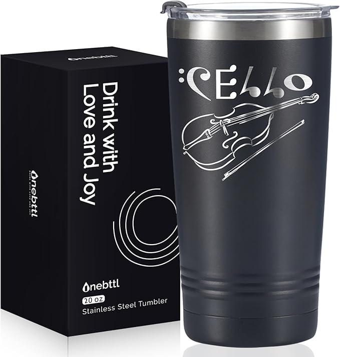 Onebttl Cello Gifts for Men and Women, Gifts on International Cello Day, Birthday and Christmas, 20 oz Insulated Stainless Steel Tumbler - CELLO