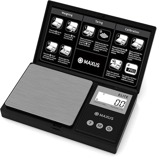 MAXUS Digital Gram Scale 1000g/0.1g, Small Food Scale with Backlit LCD, Mini Pocket Scale for Jewelry