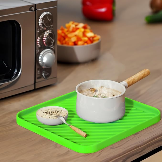 Silicone Organizer Tray for Kitchen Sink and Bathroom, Dishwasher Tray, Versatile Bathroom and Drawer Organizer Trays, Non-Slip Countertop (Green)