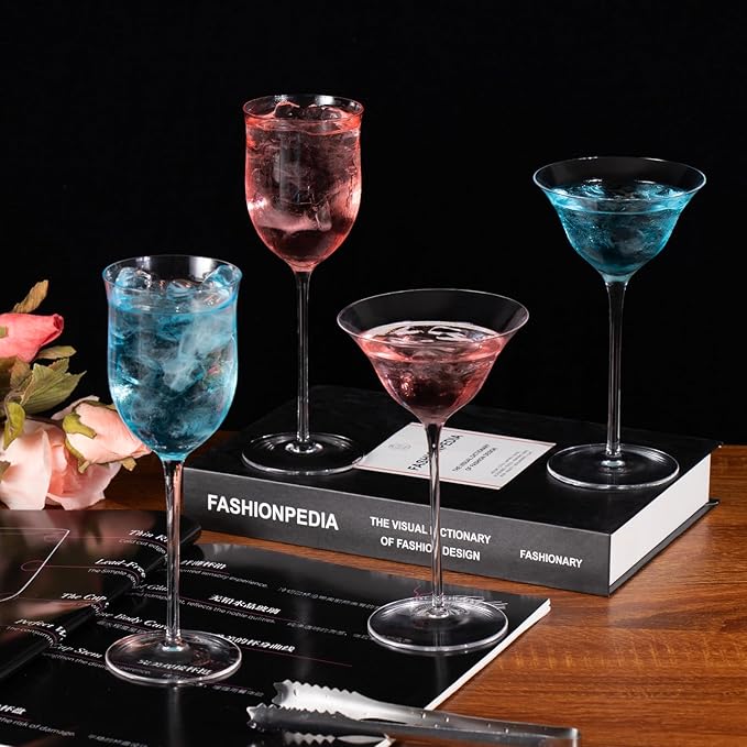 KAMMAK Martini Glasses Set of 2, 4.23 oz Clear Crystal Cocktail Glasses with Stem, Reusable Cocktail Glassware for Wedding Birthday Party, Bar, Margarita, Whiskey, Gin, Tequila, CT2201