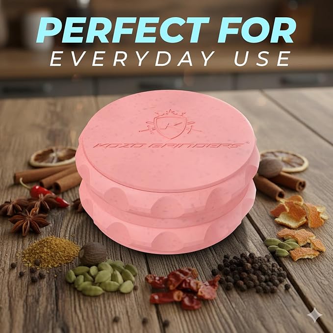 2.5" Spice Grinder 2-Piece, Strong Grip By Kozo. (Pink)