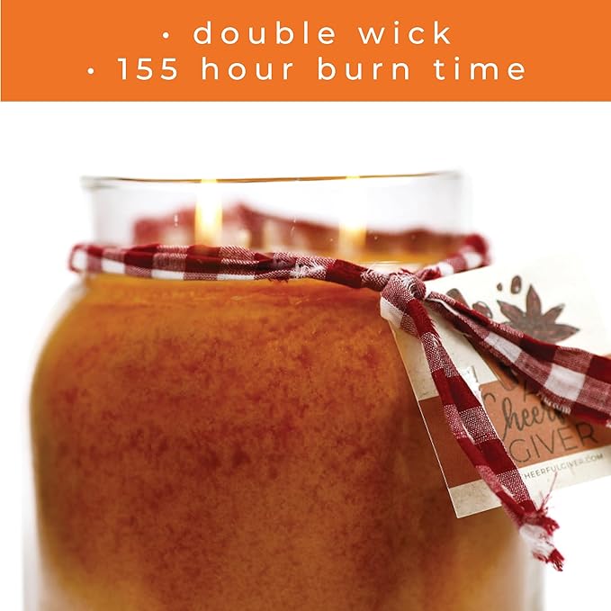 A Cheerful Giver - Pumpkin Chata - 34oz Papa Scented Candle Jar with Lid - Keepers of the Light - 155 Hours of Burn Time, Gift for Women, Orange