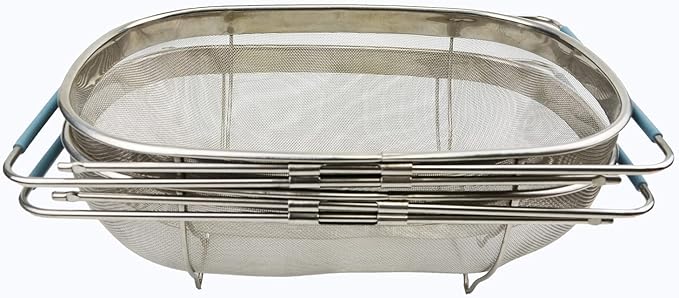 SAMMART Expandable Over The Sink Oval Colander/Mesh Strainer Basket (2)